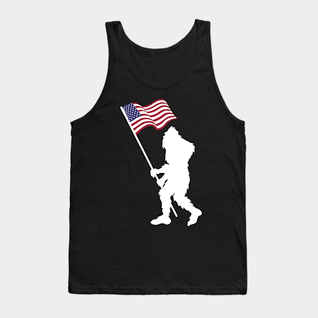 BIgfoot American Flag Funny Sasquatch USA Tank Top by Tesszero